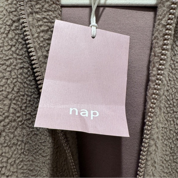 NWT NAP Loungewear Oversized Terry Fleece Zip Up Hooded Jacket Cozy Brown Sz M - Picture 13 of 15